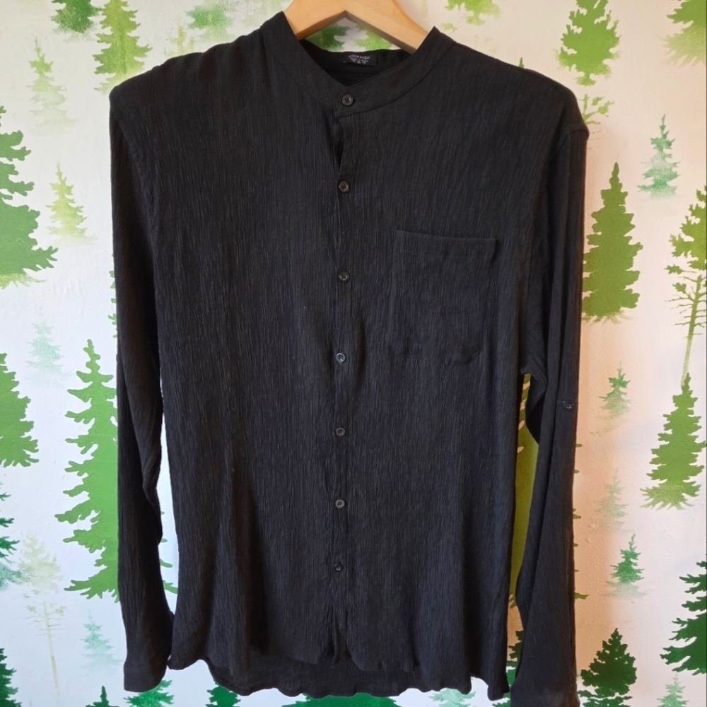 Coofandy Black Button-Down Textured Shirt